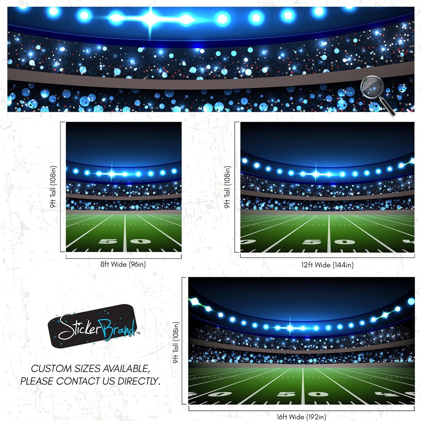 Football Stadium Wallpaper Mural. Bright lights over 50 yard line. #6787