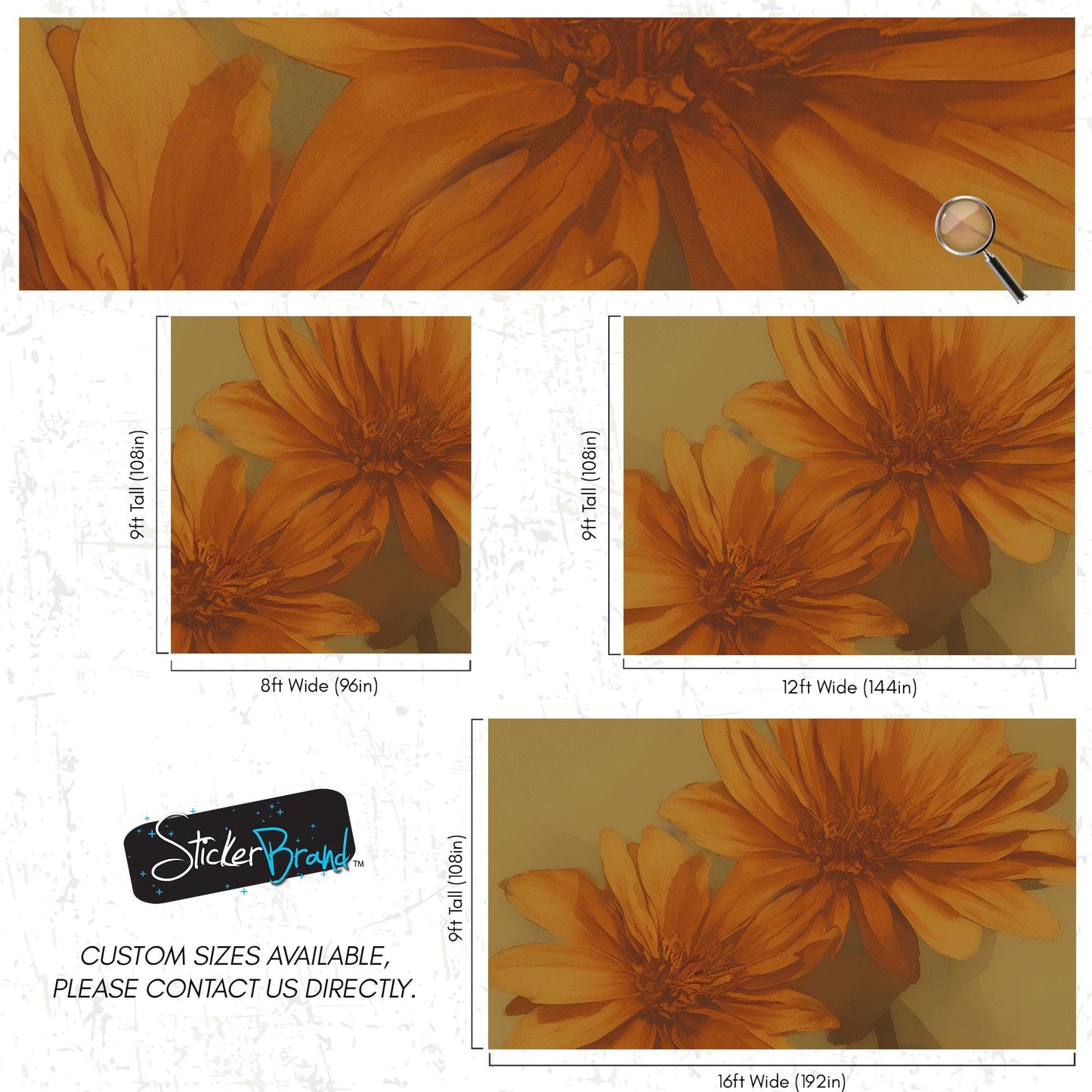 Vintage Pastel Floral Wallpaper – Yellow and Orange Botanical Flower Painting Wall Mural. #6855