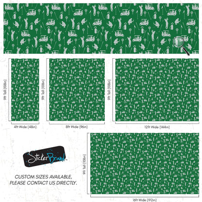 Golf Pattern Green Wallpaper Mural. #6746
