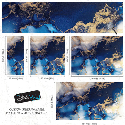 Sapphire Blue Marble Wallpaper Mural. #7008