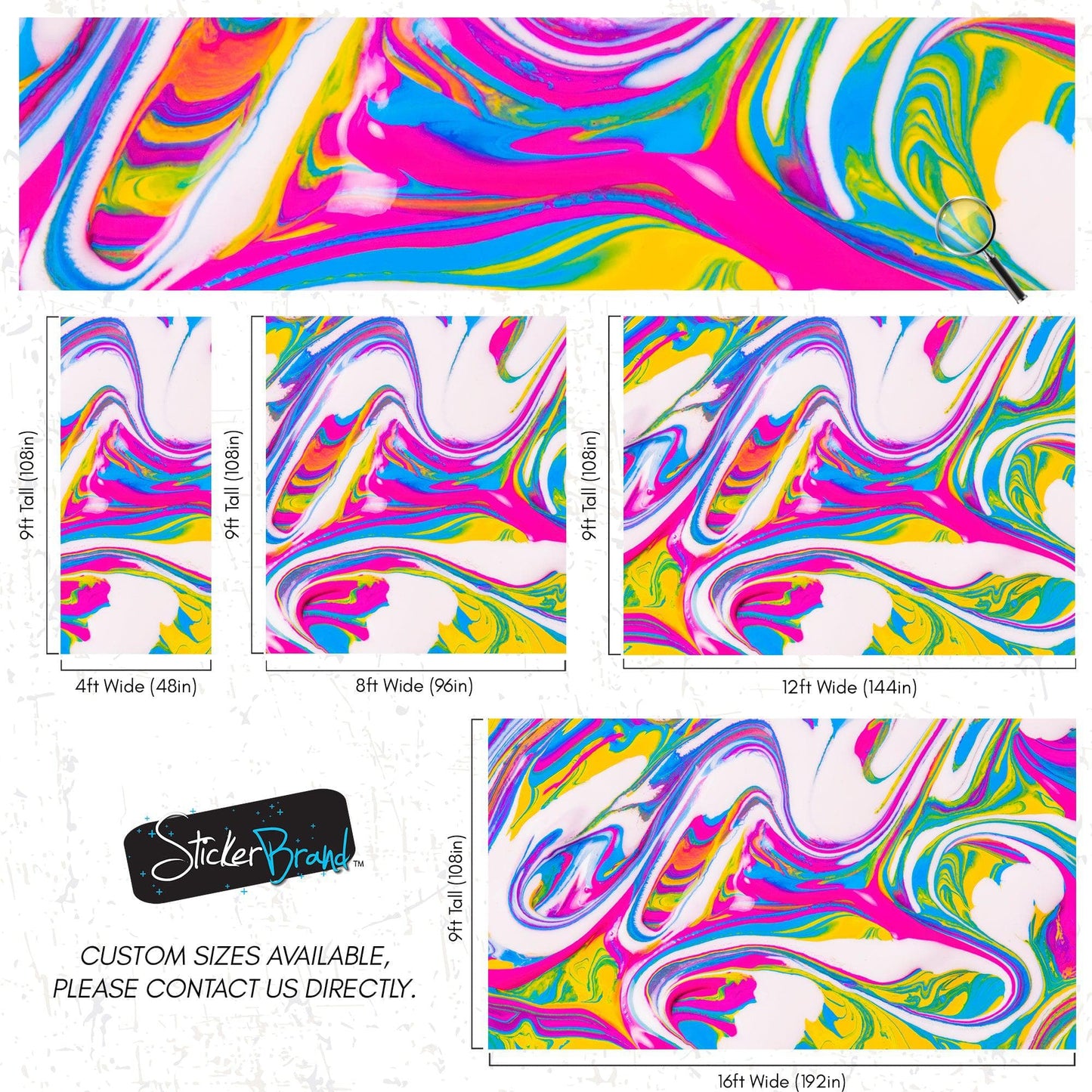 Vibrant Neon Ink Swirl Wallpaper. Abstract Pink, Yellow & Blue Colors. #6980