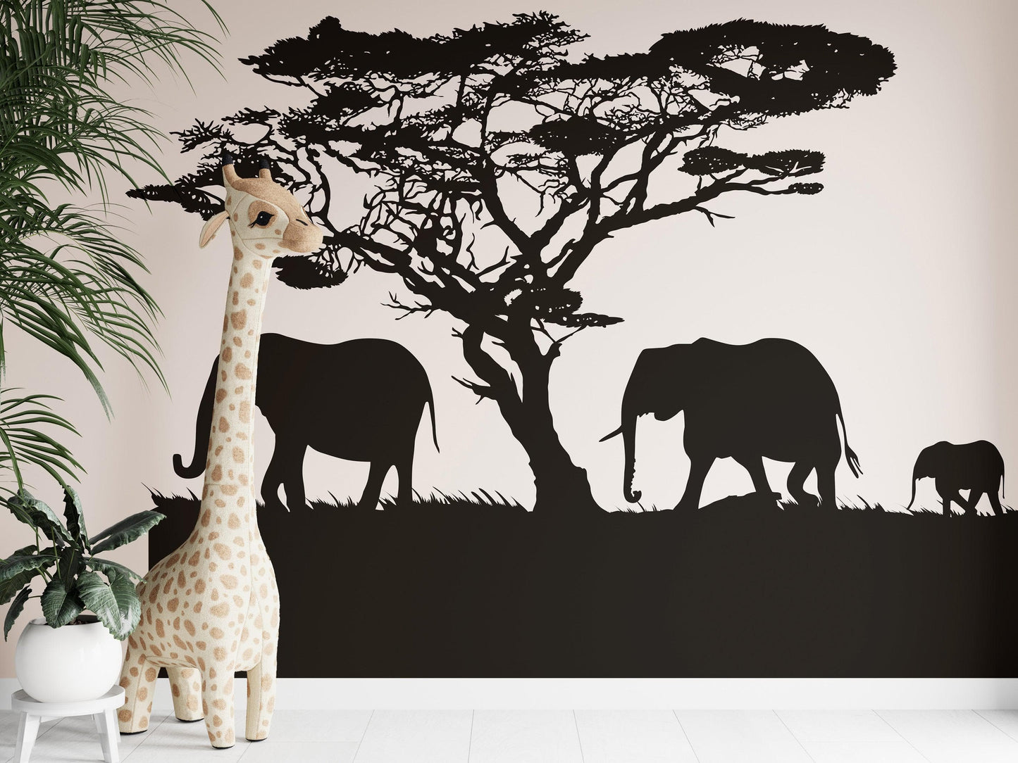 African Safari Theme Wall Decal Sticker. Elephant Family Migration. #OS_AA104