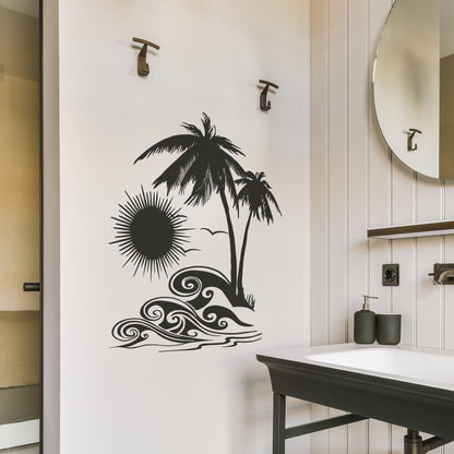 Hawaii Tropical Sunset Ocean Wave Wall Decal. #OS_AA267