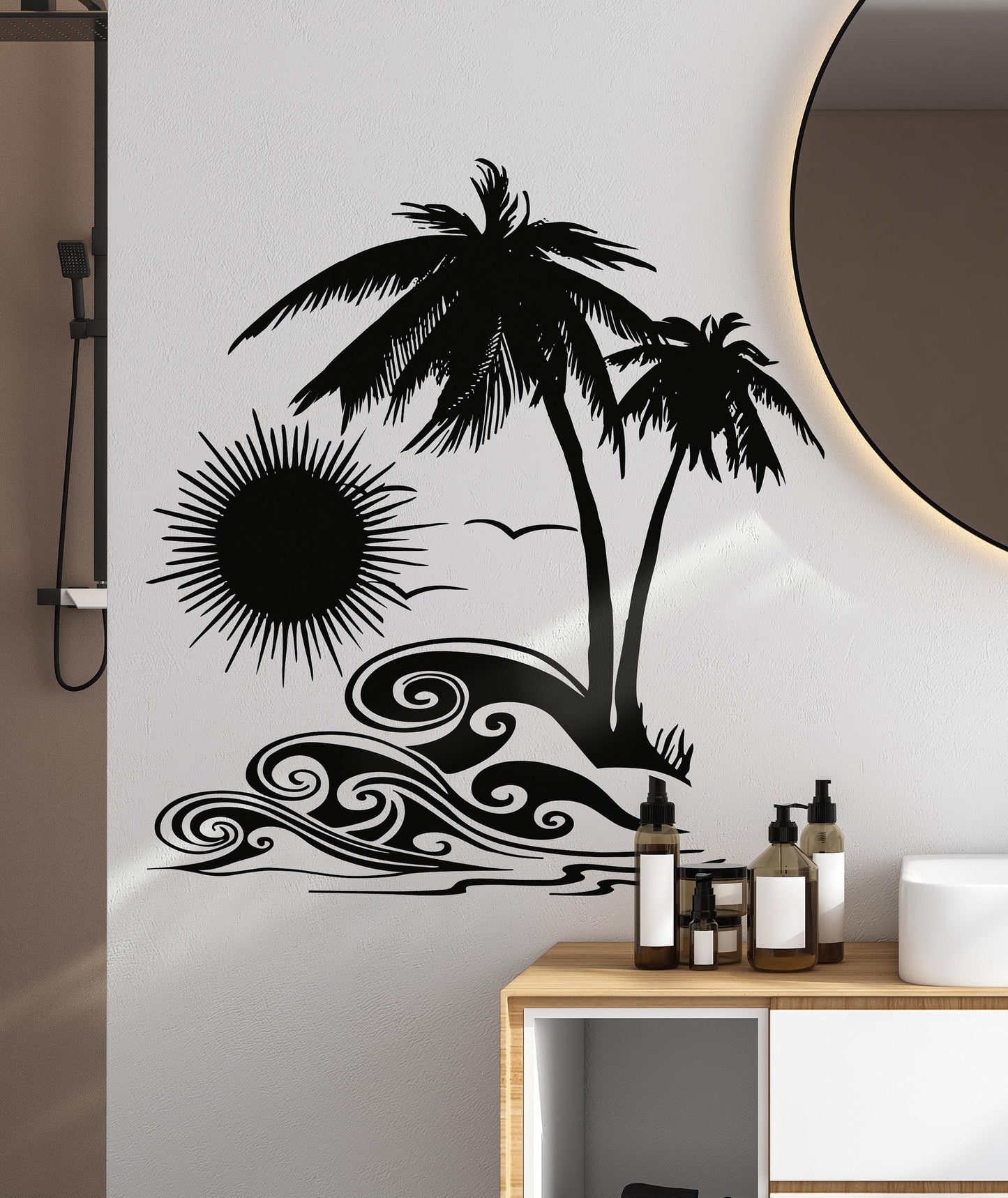 Hawaii Tropical Sunset Ocean Wave Wall Decal. #OS_AA267
