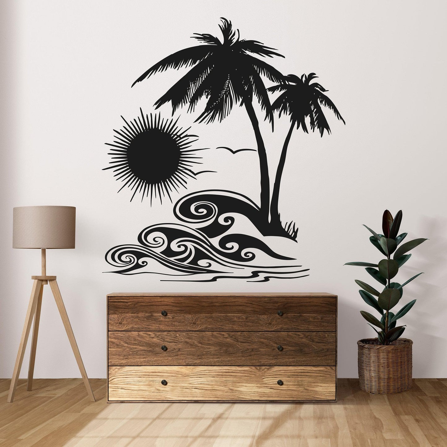 Hawaii Tropical Sunset Ocean Wave Wall Decal. #OS_AA267