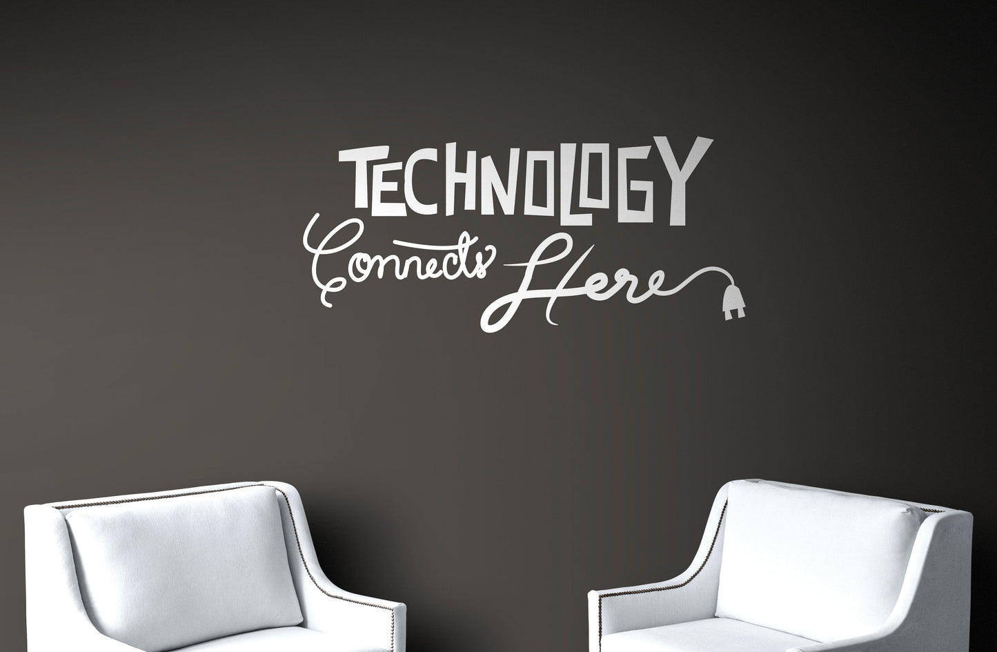 Technology Connects Here Office Quote Vinyl Wall Decal Sticker. #OS_DC576