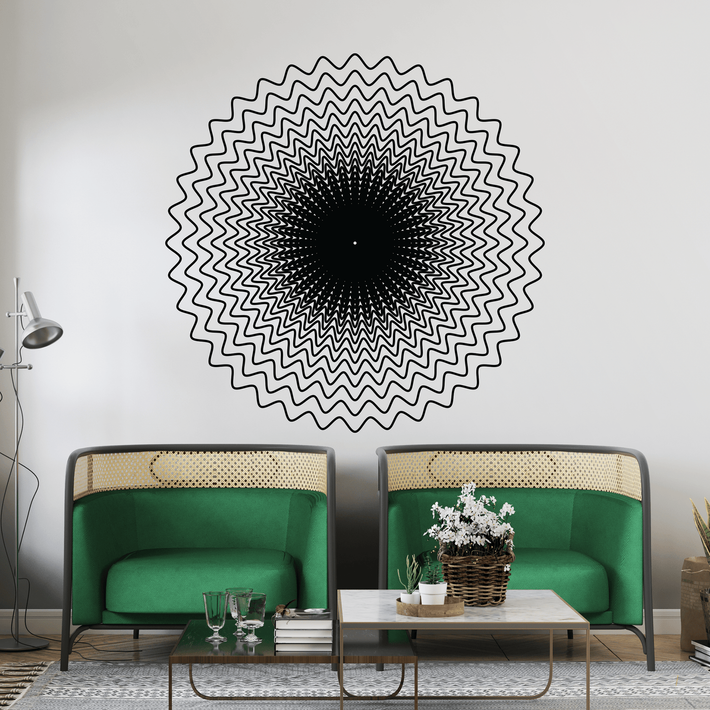 Optical Illusion Circle Wall Decal - Abstract Swirl Art for Versatile Decor. #OS_DC770