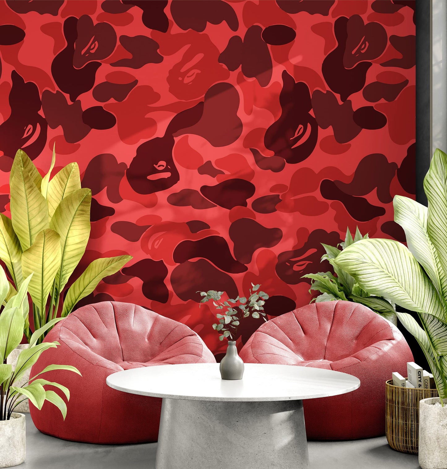 Bape Camo Wallpaper Mural. Red Camo Streetwear Hype Beast Aesthetics. #7113