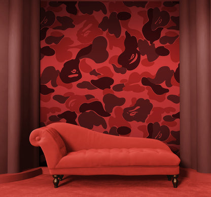 Bape Camo Wallpaper Mural. Red Camo Streetwear Hype Beast Aesthetics. #7113