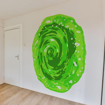 Green Time Portal Swirl Wormhole Wall Decal Sticker – Sci-Fi Room Decor. #6802