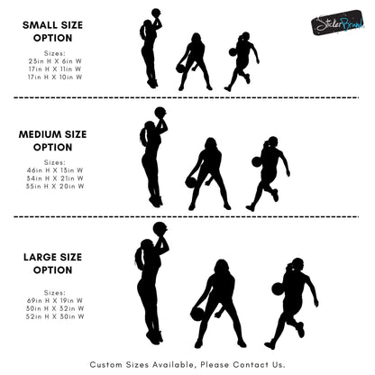 Set of 3 Female Basketball Player Wall Decals. #6982