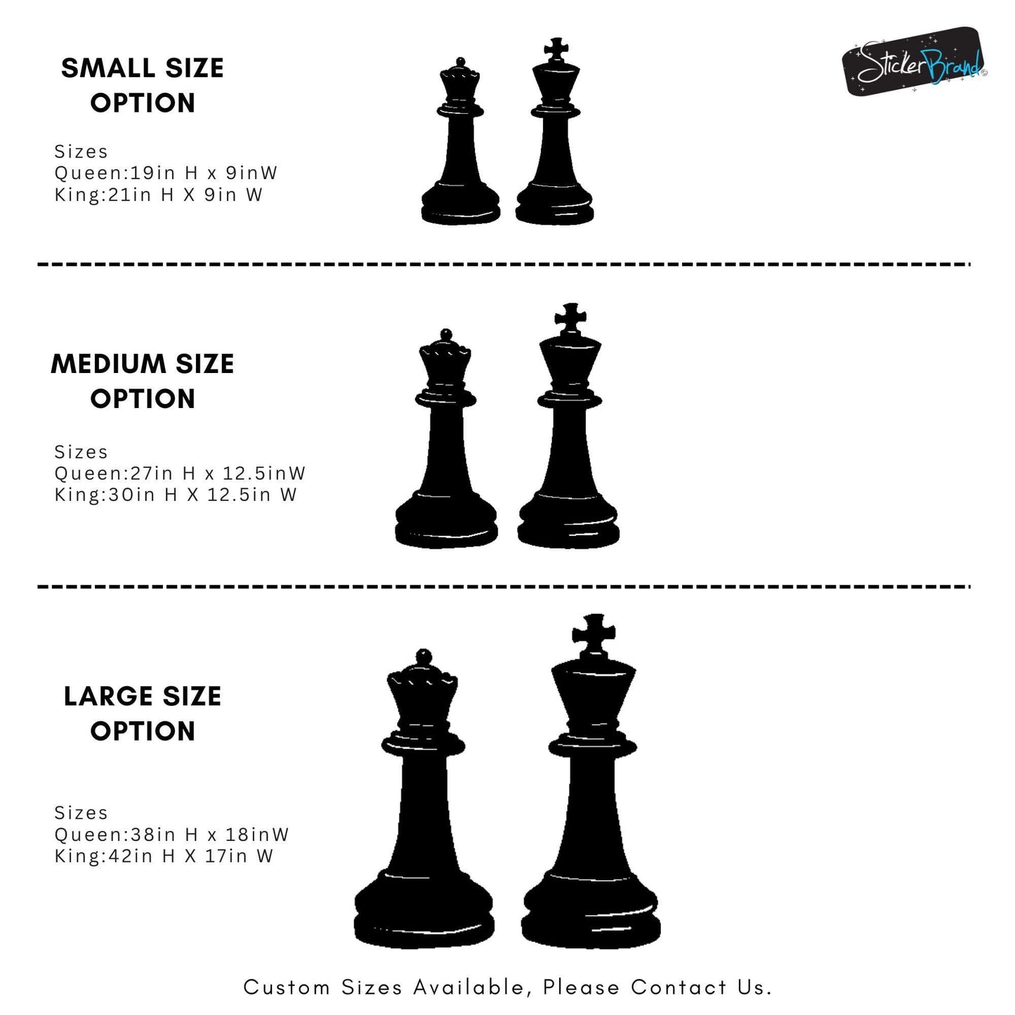 King and Queen Chess Pieces Vinyl Wall Decal Sticker. #OS_MB666