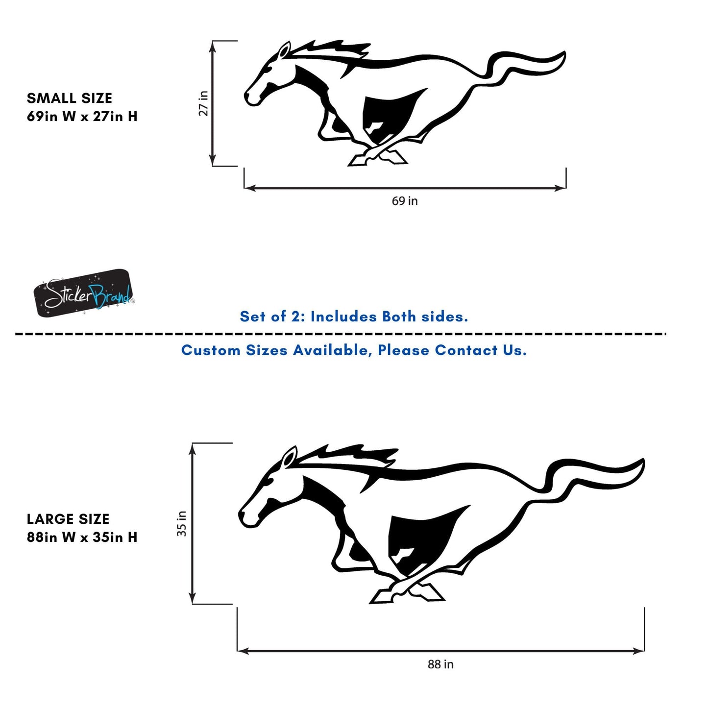 Mustang Horse Graphic Decal for Mustang Car, Mustang Mach-E. #7096