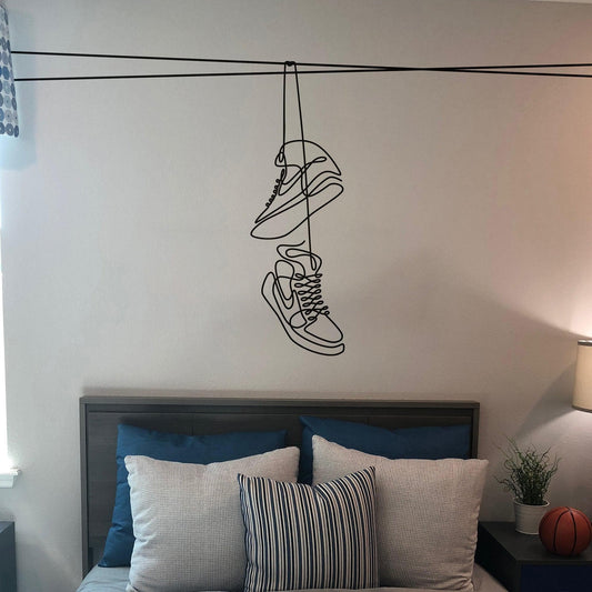 Shoes On Wire Wall Decal Sticker. NYC, Urban Theme Decor. #6750