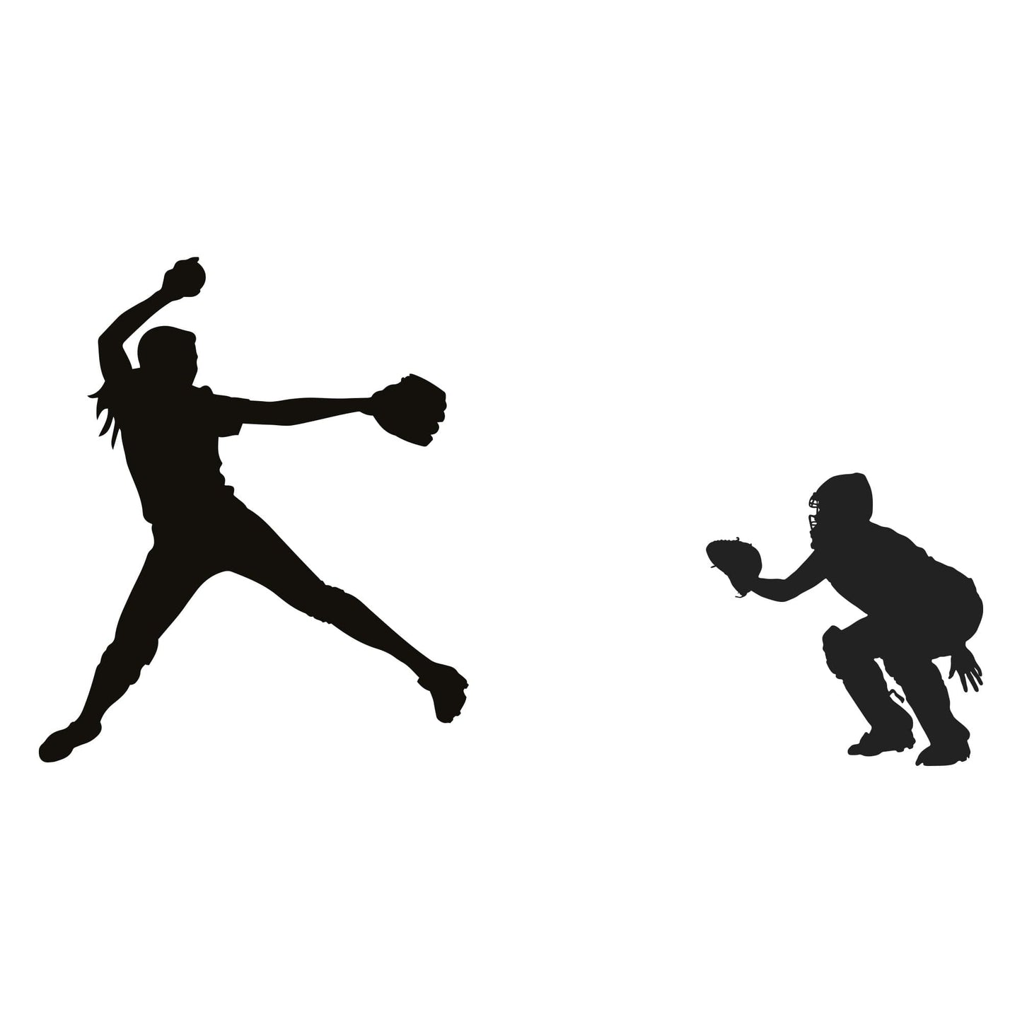 Softball Pitcher and Catcher Wall Decal Sticker. Sports-Themed Decor. #6758