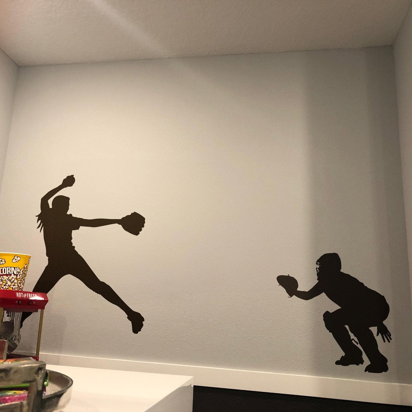 Softball Pitcher and Catcher Wall Decal Sticker. Sports-Themed Decor. #6758