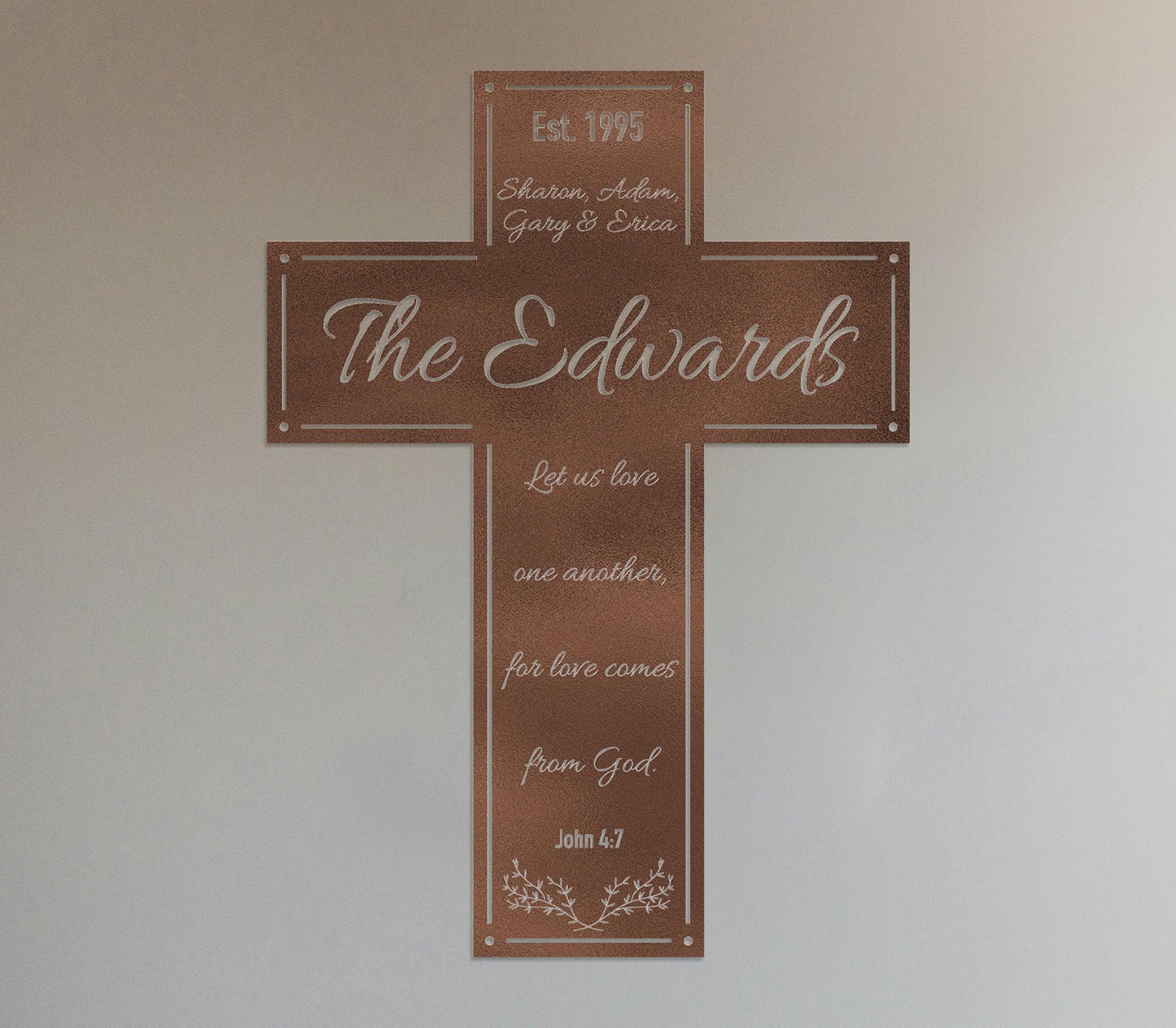 Personalized Christian Cross Metal Wall Sign. Custom Bible Verse and Name. #M1020