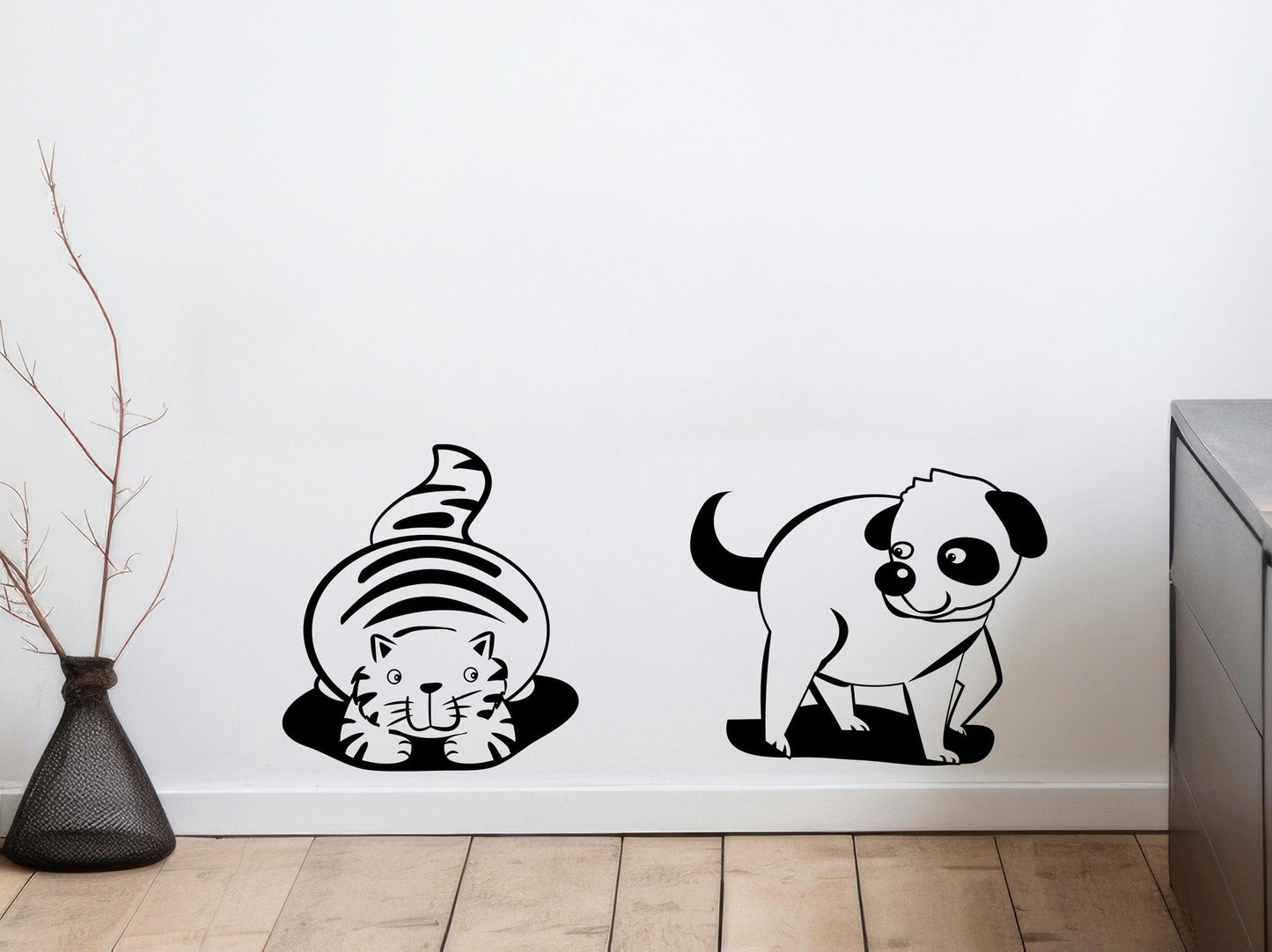 Cat and Dog Vinyl Wall Decal Sticker. #OS_DC200