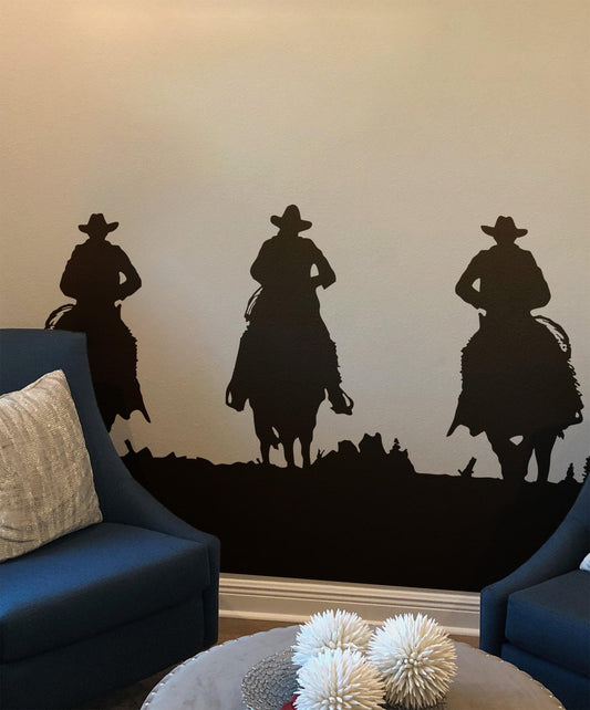 Cowboys Riding into Sunset Wall Decal Sticker. #OS_AA431