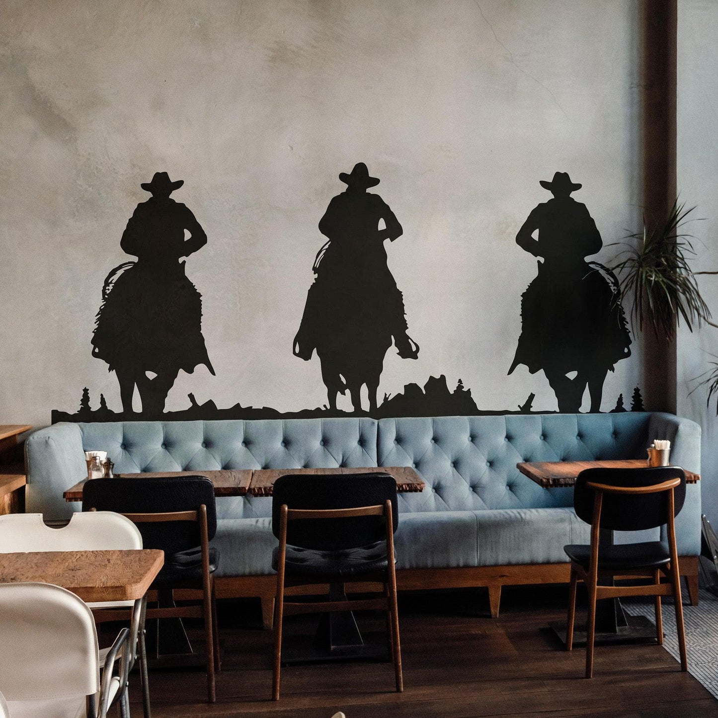 Cowboys Riding into Sunset Wall Decal Sticker. #OS_AA431