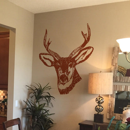 Deer Buck Head Vinyl Wall Decal Sticker.  #649