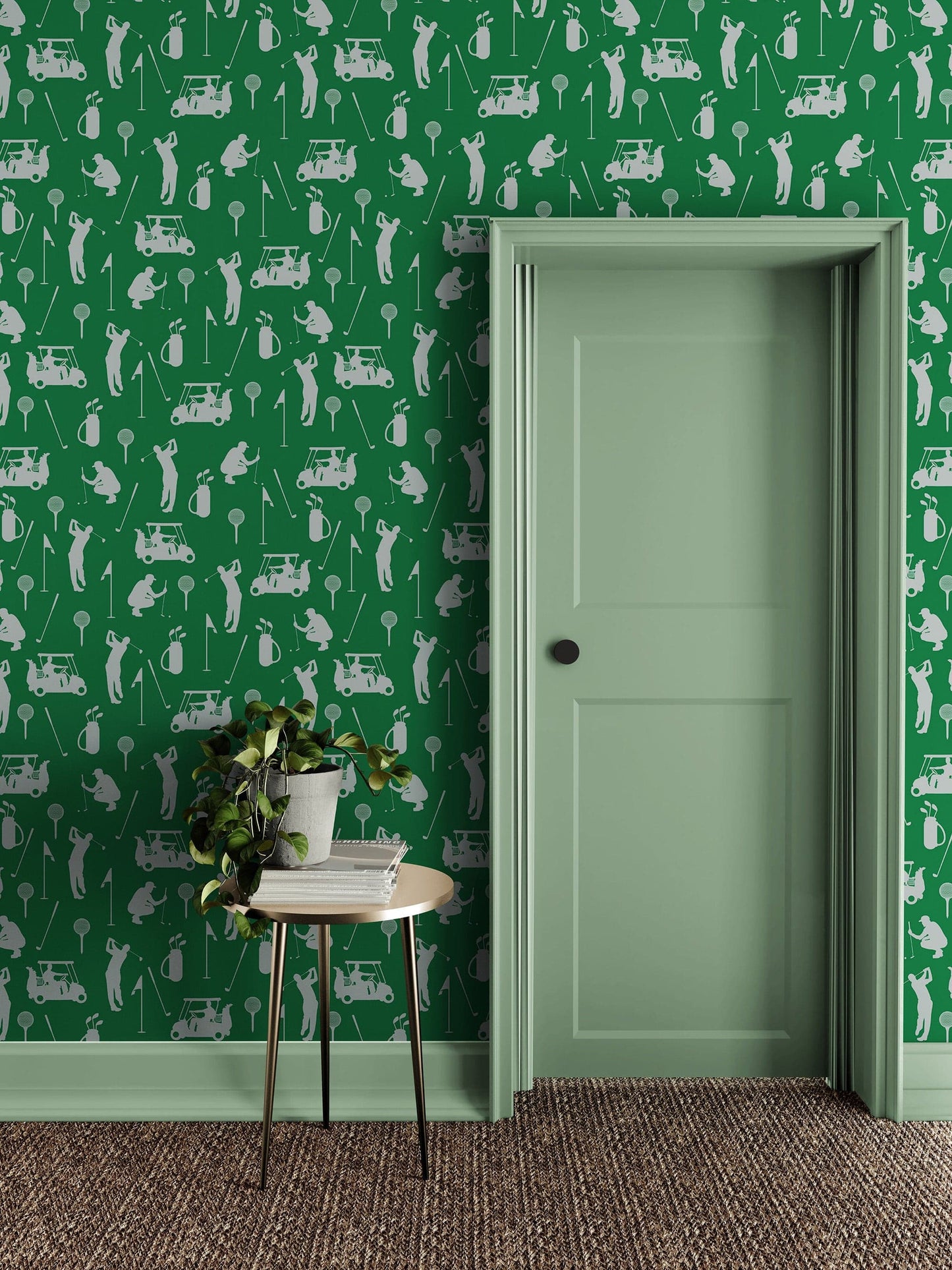 Golf Pattern Green Wallpaper Mural. #6746