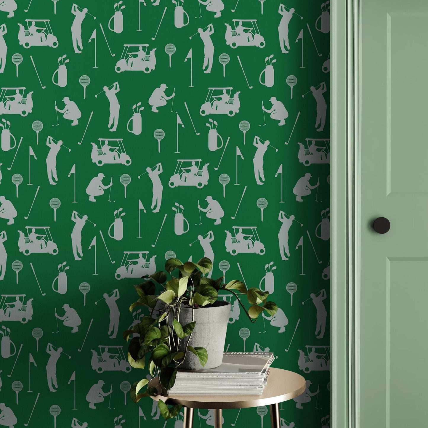 Golf Pattern Green Wallpaper Mural. #6746
