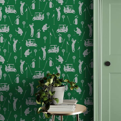 Golf Pattern Green Wallpaper Mural. #6746