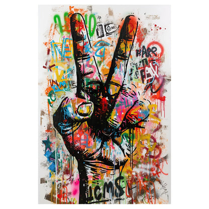 Modern Street Art Wallpaper. Graffiti Peace Sign Wall Mural. #6819