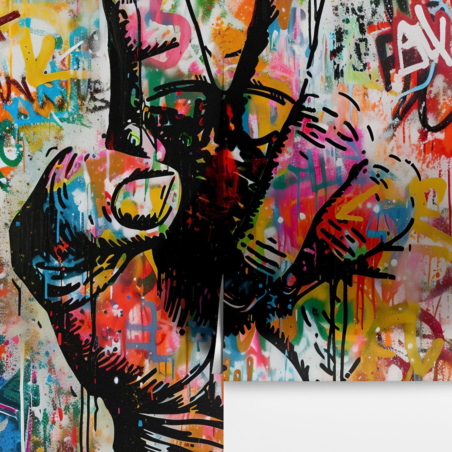 Modern Street Art Wallpaper. Graffiti Peace Sign Wall Mural. #6819