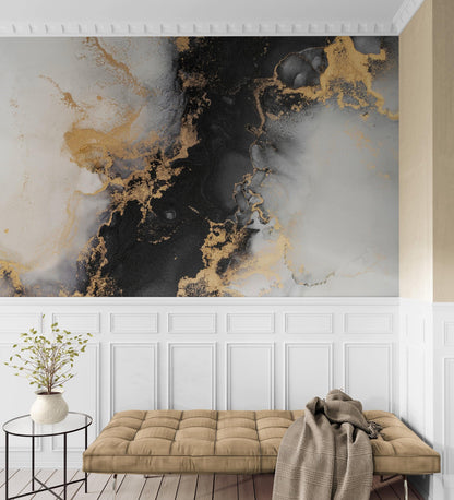 Marble Design Alcohol Ink Abstract Pattern Wallpaper Mural. #FT-448512