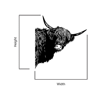 Peeking Scottish Highland Cow Vinyl Wall Decal. Farmland Style Decor. #6319