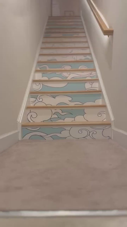 Japanese Traditional Curly Cloud in Sky Abstract Illustration Asian Decor Wall Mural. Peel and Stick Wallpaper. #6297