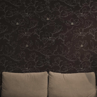 Dark Brown Wallpaper. Chinoiserie Flower Pattern Wallpaper. #6557