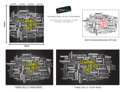 Office Wall Quote Wallpaper Mural. Learning Never Ends Motivational Business Quote. #6927