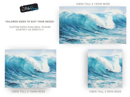 Artistic Painting of Blue Ocean Wave Wall Mural. #6870