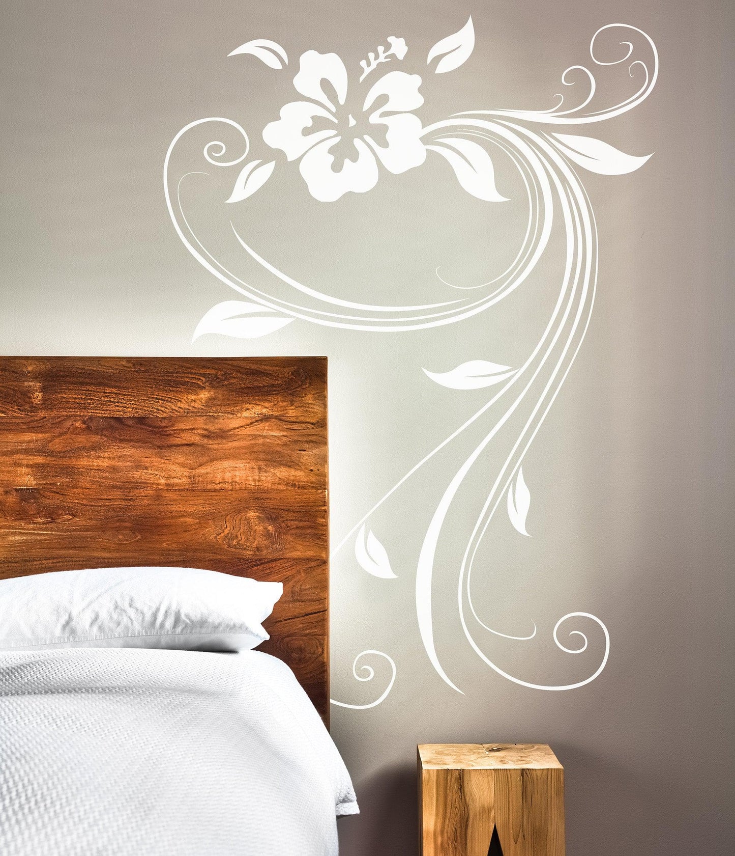 Flower Wall Decal Sticker Swirly Hibiscus Floral Decal. #OS_AA377