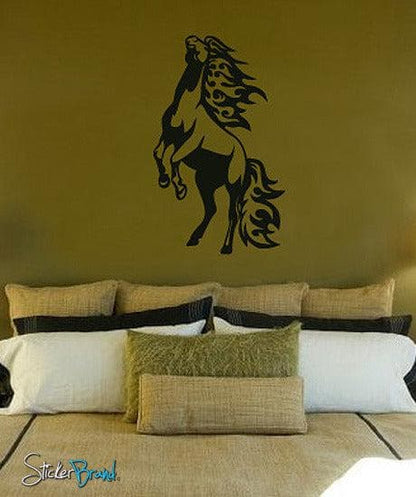 Vinyl Wall Art Decal Sticker Horse Mustang in Flames #0013