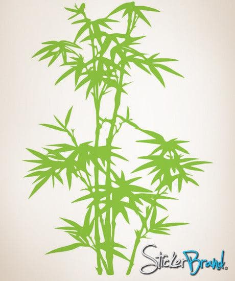 A green bamboo tree decal on a white background.