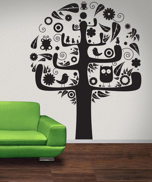 Vinyl Wall Decal Sticker Abstract Bird Tree #1024