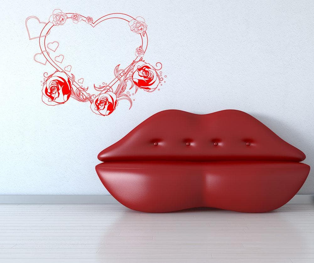 Vinyl Wall Decal Sticker Heart and Roses #1044