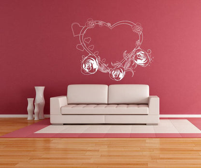 Vinyl Wall Decal Sticker Heart and Roses #1044