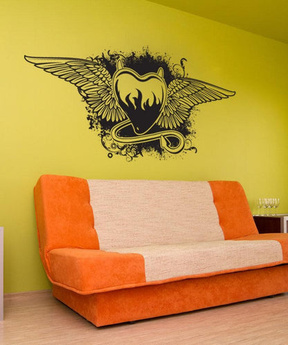 Vinyl Wall Decal Sticker Devil Heart #1046