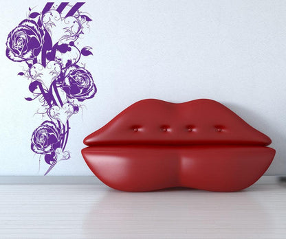 Vinyl Wall Decal Sticker Roses and Hearts Design #1054