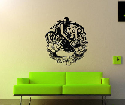 Vinyl Wall Decal Sticker Hawaiian Surfing #1062