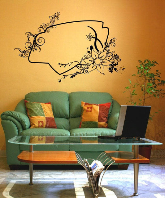 Vinyl Wall Decal Sticker Flower Frame #1078