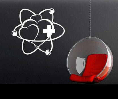 Science Love Vinyl Wall Decal Sticker. Molecule and Hearts. #1093