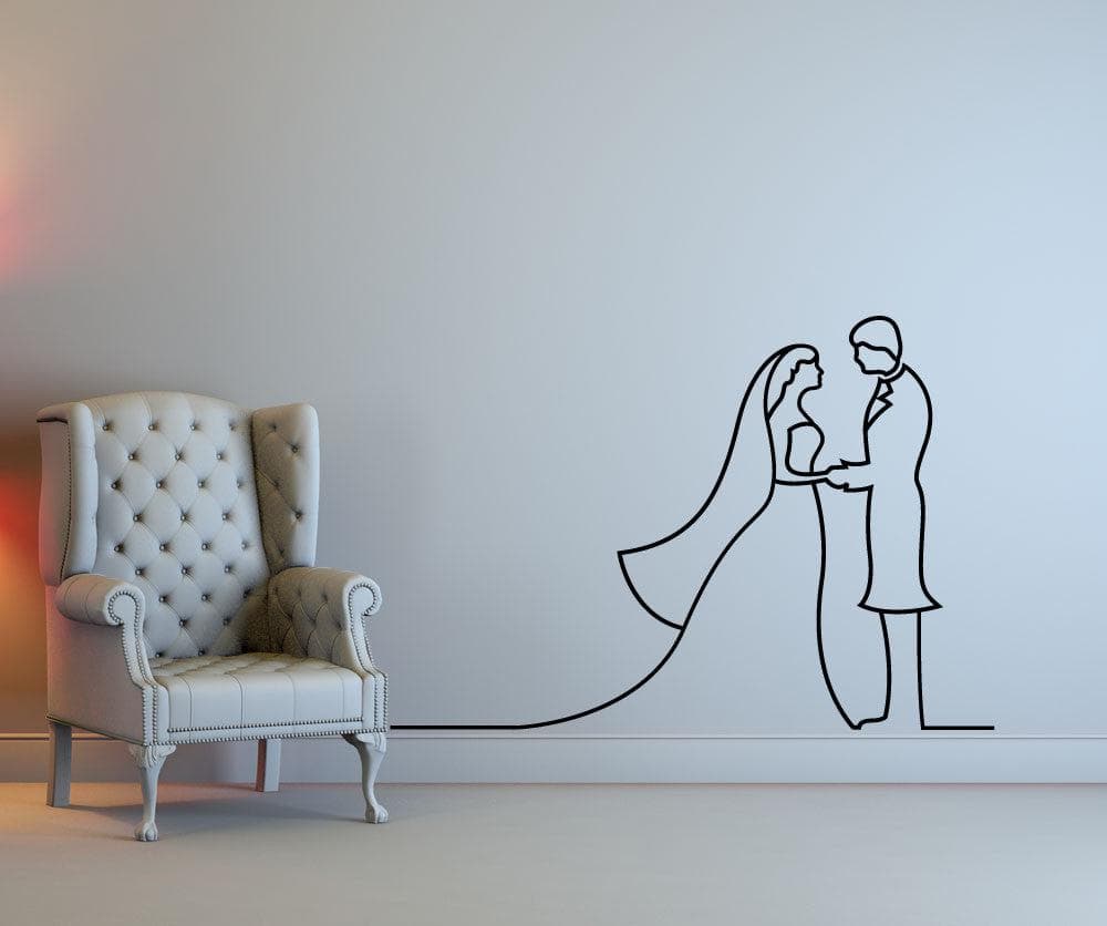 Vinyl Wall Decal Sticker Bride and Groom Line #1152