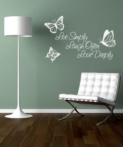 Inspirational Quote: Live Simply Laugh Ofter Love Deeply Vinyl Wall Decal Sticker. #1166