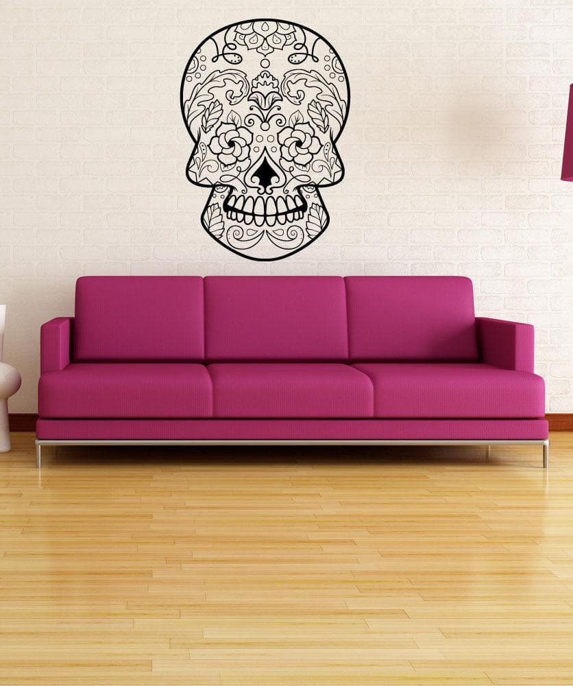 Vinyl Wall Decal Sticker Floral Sugar Skull #1176